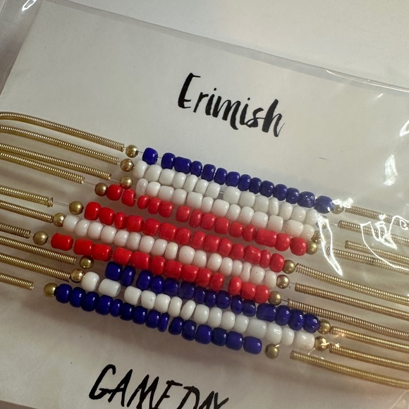 Erimish Slinky Game Day Bracelet Set. New. Red/White/Blue/Gold. - Picture 2 of 2